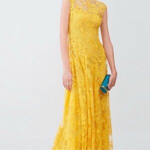 Carolina Herrera Vibrant Yellow Floral Maxi Dress